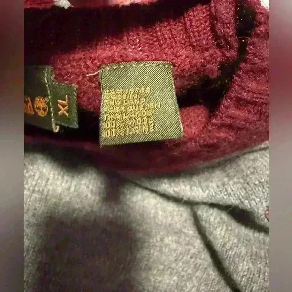Men’s XL timberland 100% Wool Grey and Maroon Pullover Sweater. - Picture 9 of 9